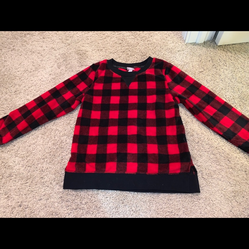 Target red and black fuzzy pajama top